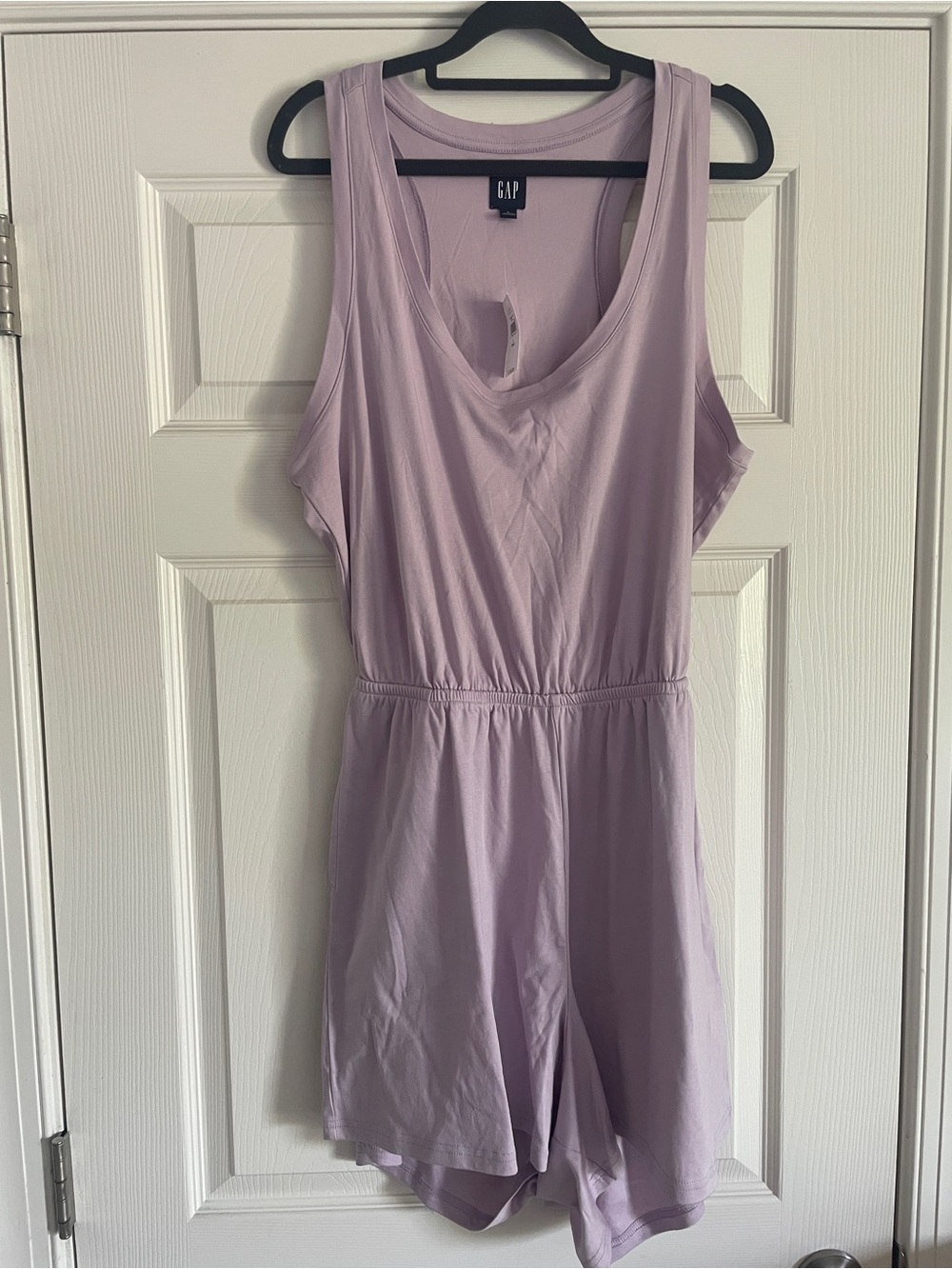 GAP Dusty Lavender Sleeveless Romper Large Tall- pockets and back cutout